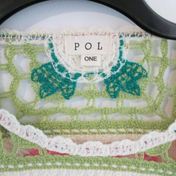 POL Boho Crochet Top Hippie Fringe Patchwork Sweater Festival Wear - Picture 9 of 11